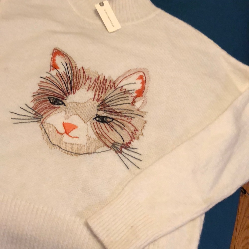 NWT ANTHRO MOTH “MIAOW” CAT SWEATER NEW SZ MEDIUM